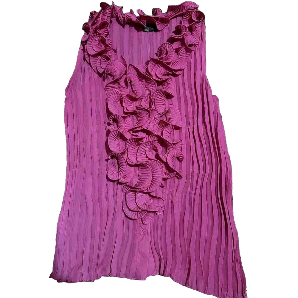 Serenade Women's‎ Sleeveless Pink Ruffled Pleated Top Size S